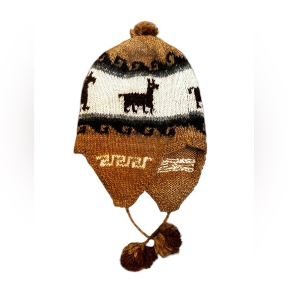 NEPAL EARFLAP HANDMADE 100% WOOL Peruvian Buttery Soft Hat Brown Earflap Tassels - Picture 6 of 11